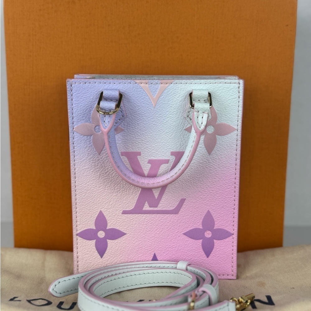 Louis Vuitton Petit Sac Plat Satchel Top Handle Bag Pastel Pink Canvas. - Picture 14 of 16